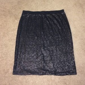 Black Sequin Pencil Skirt- NWOT
