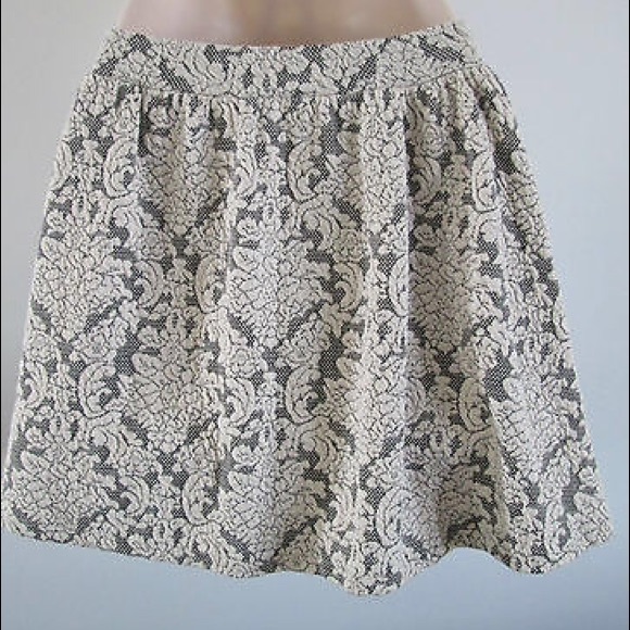 Ivory and black textured skater skirt