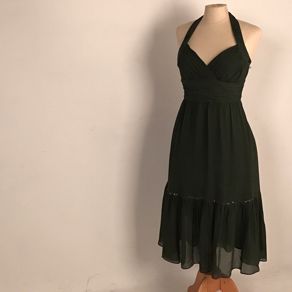 NWOT BCBG Max Azria halter dress dark green