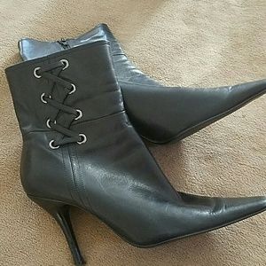 Very nice looking black leather Booties .
