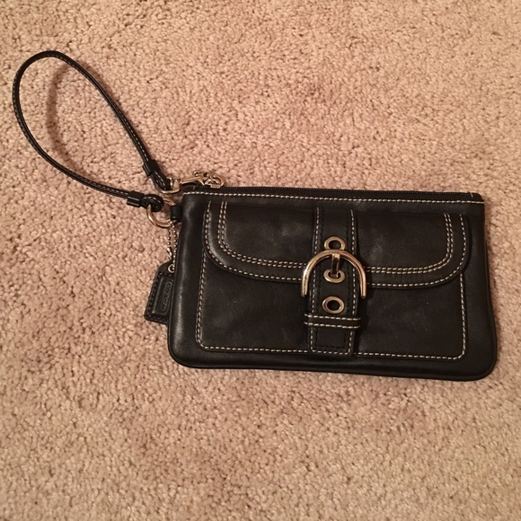 Black leather wristlet