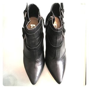 Black high heel booties by Joe's Jeans