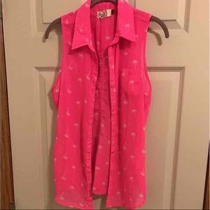 SO brand pink and white palm tree tank