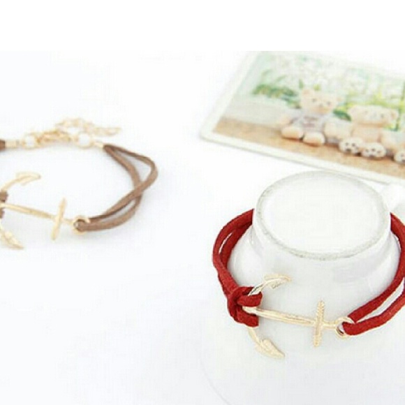 MULTICOLOR BOHO GOLD ANCHOR LEATHER BRACELETS - Picture 3 of 7