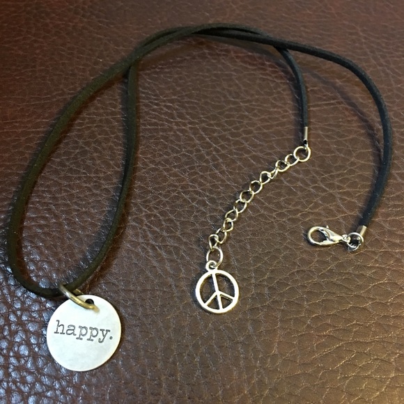 Happy" Black Velvet Necklace - Picture 3 of 3