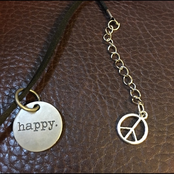 Happy" Black Velvet Necklace - Picture 2 of 3