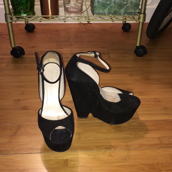 Zara black suede wedges