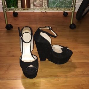 Zara black suede wedges