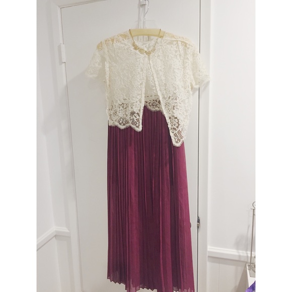 Cranberry maroon pleated maxi skirt