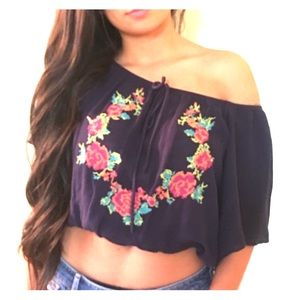 Navy blue  flowered tank