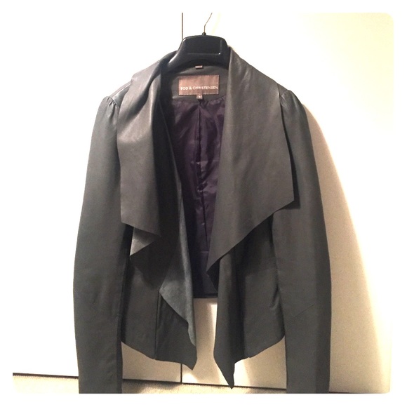 Bod  & Christensen Open Drape Leather Jacket