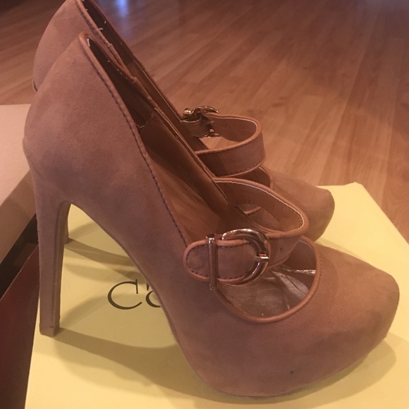 Tan suede heels