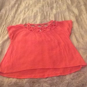 orange short sleeve blouse