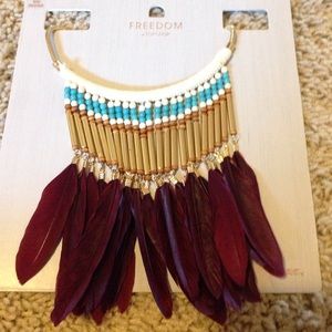 Topshop Feather Statement Necklace