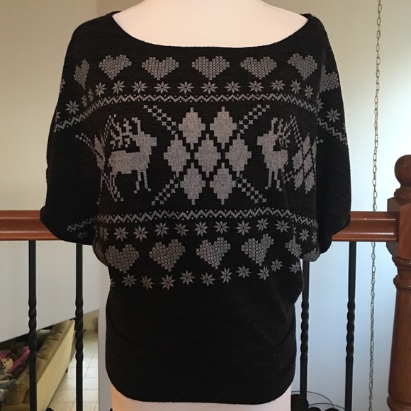 XS/S Christmas Dolman Reindeer Holiday sweater