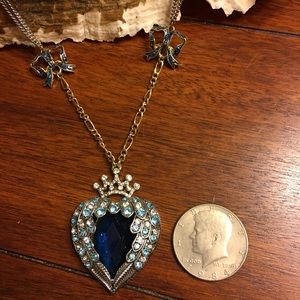Betsey Johnson Blue Heart and Wings Necklace