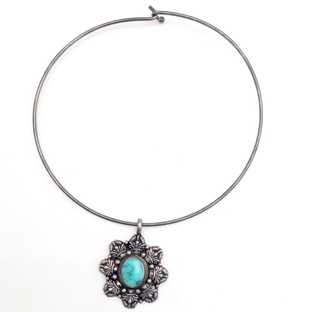 [Vintage] Navajo Turquoise Sterling Silver Choker