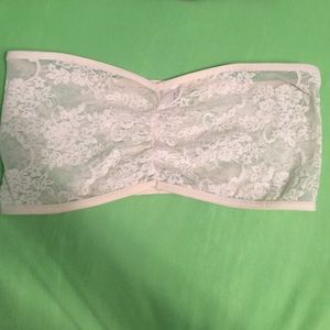 Stretch Floral Lace Ruched Front Tube Bra