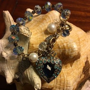 Betsey Johnson Blue Heart and Wings Bracelet