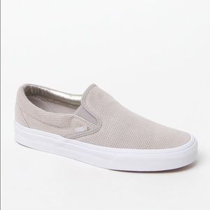 nude suede slip on vans