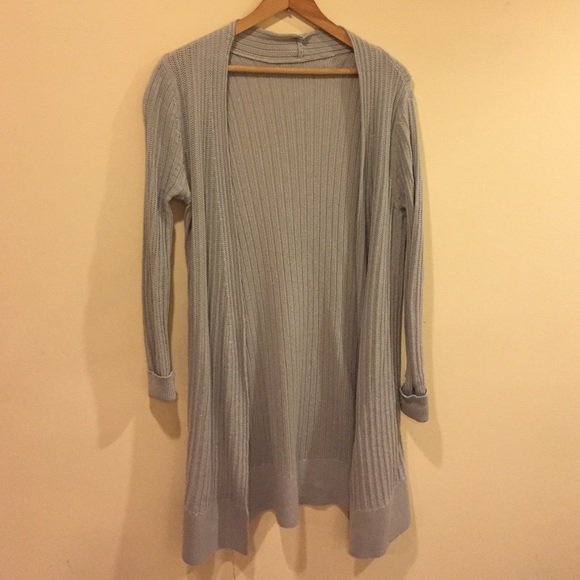 Grey knit long cardigan