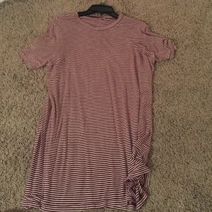 maroon striped tshirt dress