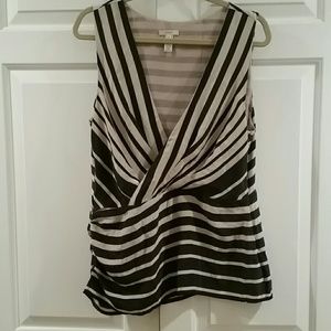 J. Crew asymmetrical strip faux wrap 100% silk top