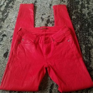 7 for All Mankind Red coated skinny jeans size 26