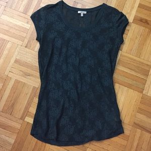 Zara Dark Green Lace Crew Neck Tee Zara Dark Green Lace Crew Neck Tee