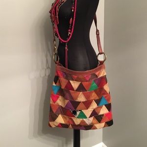 Huge Lucky Brand Crossover Patchwork Bag