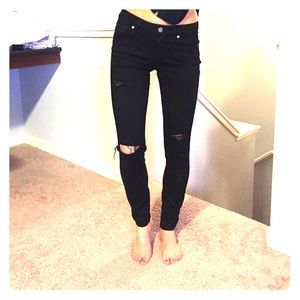 Verdugo Skinny Jeans in Black Overdye Destructed