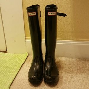 Hunter High Gloss Extended Calf Tall Rainboots US9