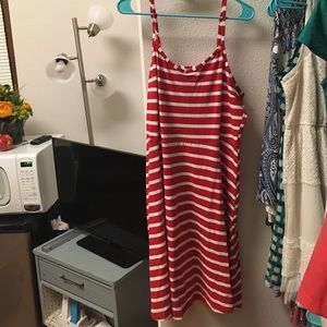 Red and white striped dress