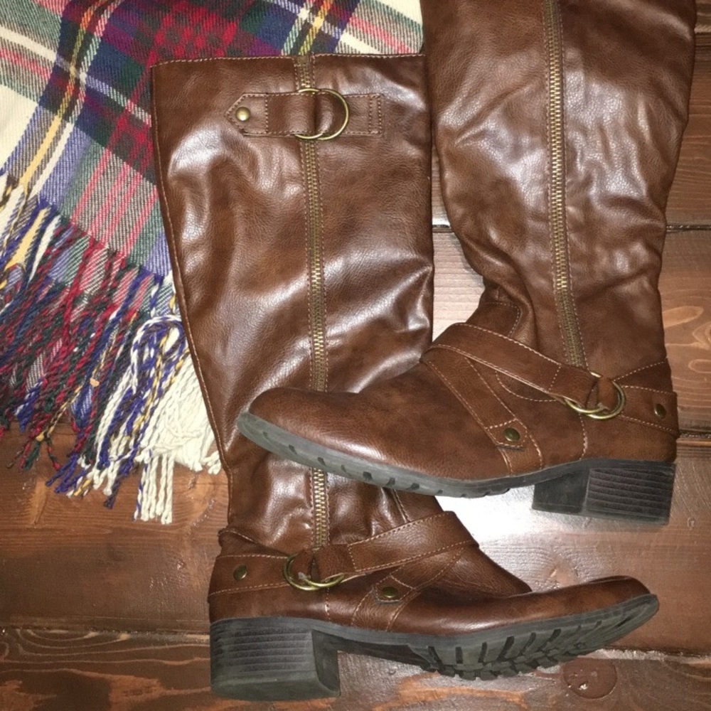 Brown Zippered Riding Boot