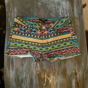 Fun tribal denim shorts