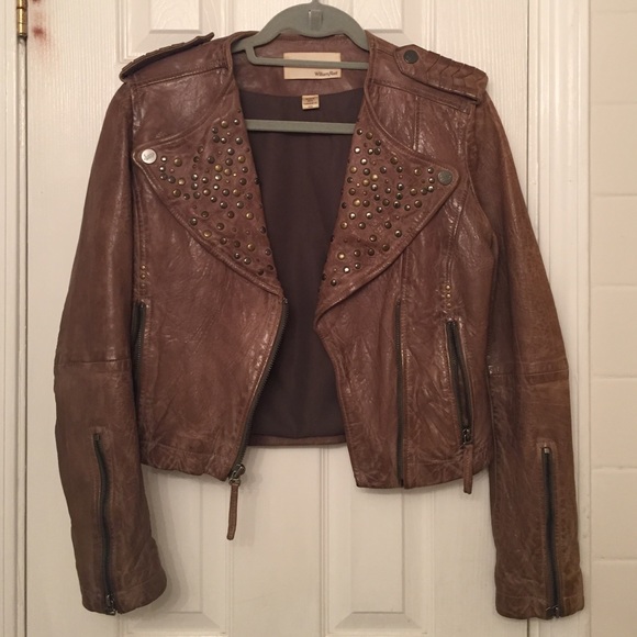William Rast Beige studded biker jacket
