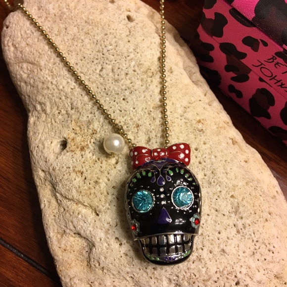 Betsey Johnson Long Sugar Skull Necklace
