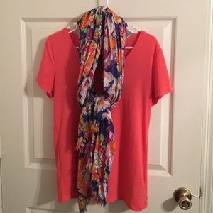 Coral tee and scarf bundle