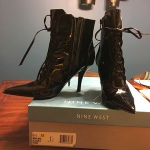 Nine West Black Patent Ankle Boots
