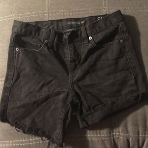 High Rise Black Denim Shorts