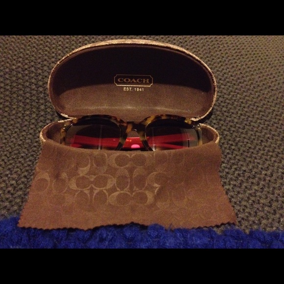 Coach Tortoise and Fuchsia Sunglasses - Picture 2 of 4