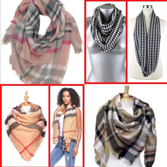 ⛄️SALE⛄️ Light pink/navy plaid blanket scarf #20 - Picture 3 of 4