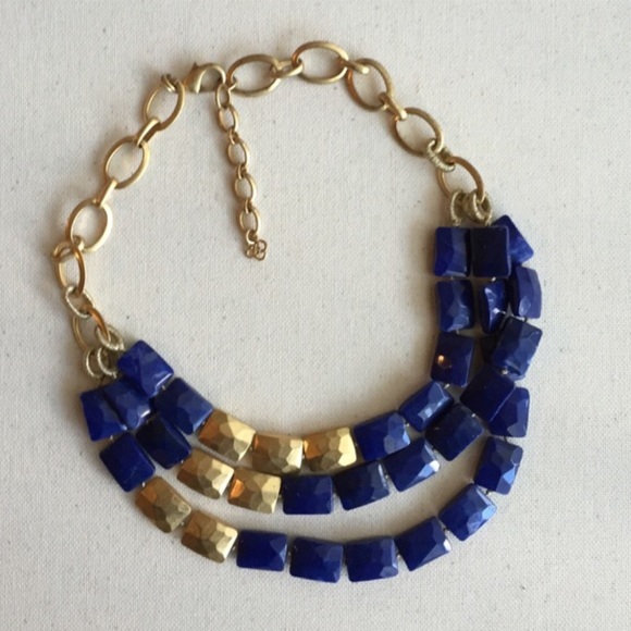 Stella & Dot gold and navy necklace