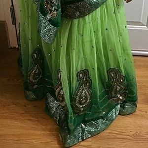 Gorgeous green chaniya choli Style sari