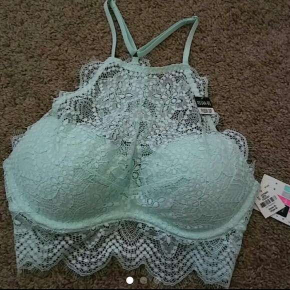 Victorias Secret Pink mint green lace bralette