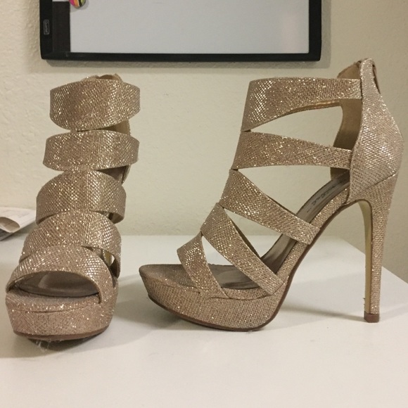 Gold glitter stilettos