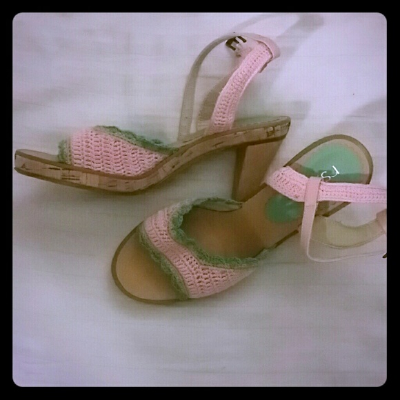 Pink and aqua crochet sandal