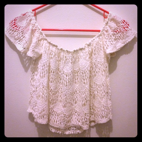 Pac Sun Off the shoulder white lace top