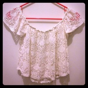 Pac Sun Off the shoulder white lace top