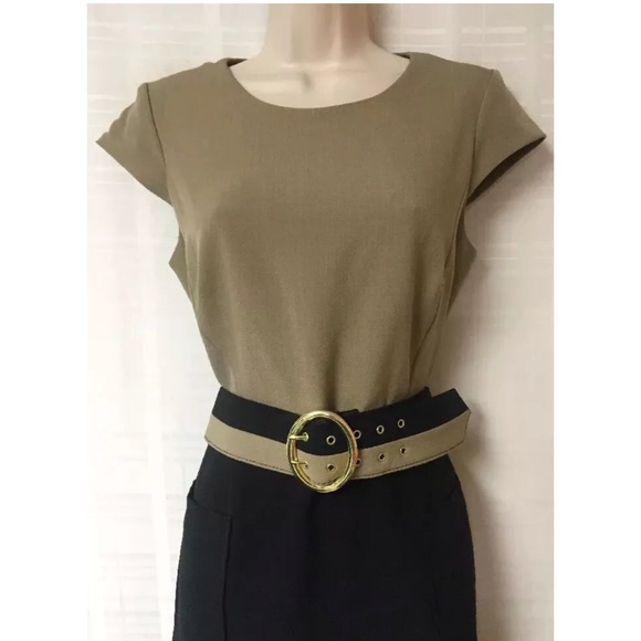 SANDRA DARREN ELEGANT TAUPE/BLACK DRESS SIZE 8